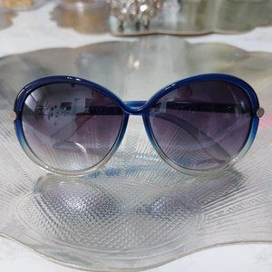 Rare Trendy Stylish Contemporary Sunglasses 2 Toned Blue Gray Summer P0130